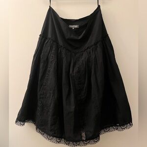Vintage Black Cotton Midi Skirt